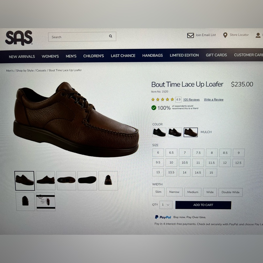 Men’s SAS brown leather shoes - Picture 4 of 5